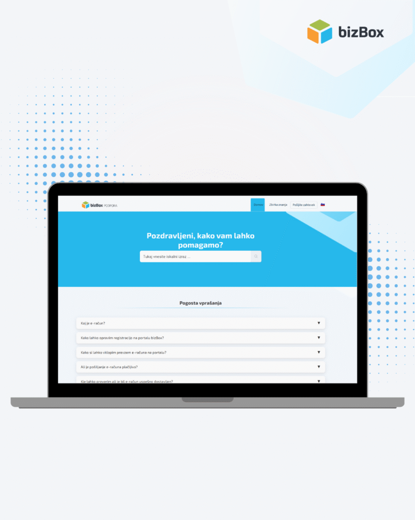 Prenovljena podporna stran bizBox 12 3D creative laptop advertisement instagram post portrait